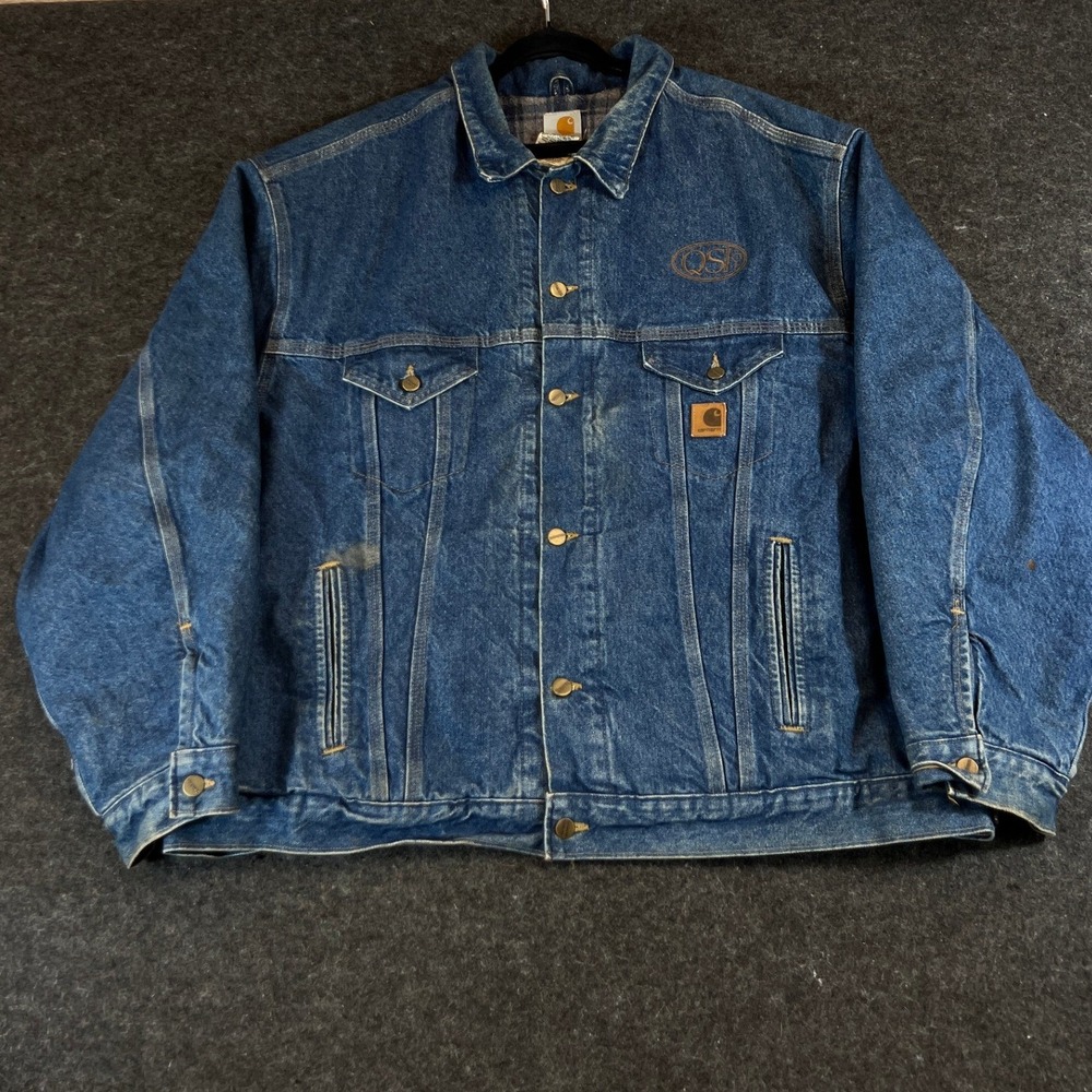 Carhartt J11 DST Denim Jean Trucker Jacket Blanket Lined Blue Mens 3XL USA